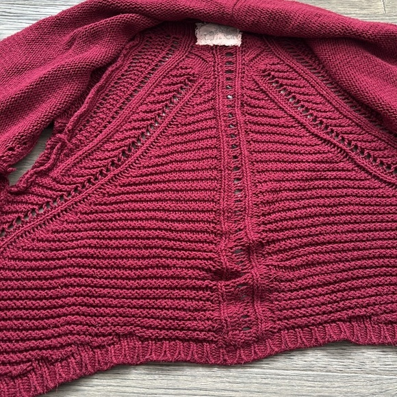 Angel of the North | Anthropologie Burgundy Knit Cardigan with Pockets - Picture 10 of 13